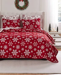 Greenland Home Fashions Snowflakes Holiday Matelasse -Pc. Coverlet Set