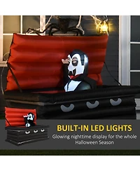 Homcom Inflatable Halloween Vampire Coffin Yard Decoration Waterproof Light Up