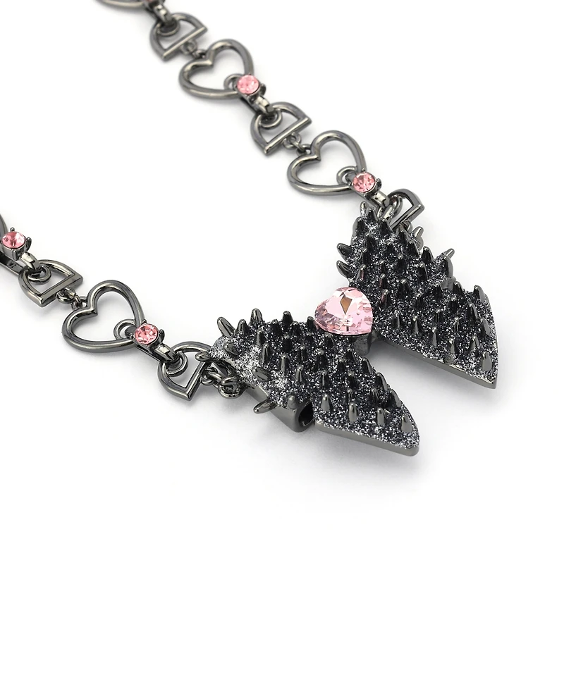Betsey Johnson Faux Stone Spiky Bow Pendant Necklace