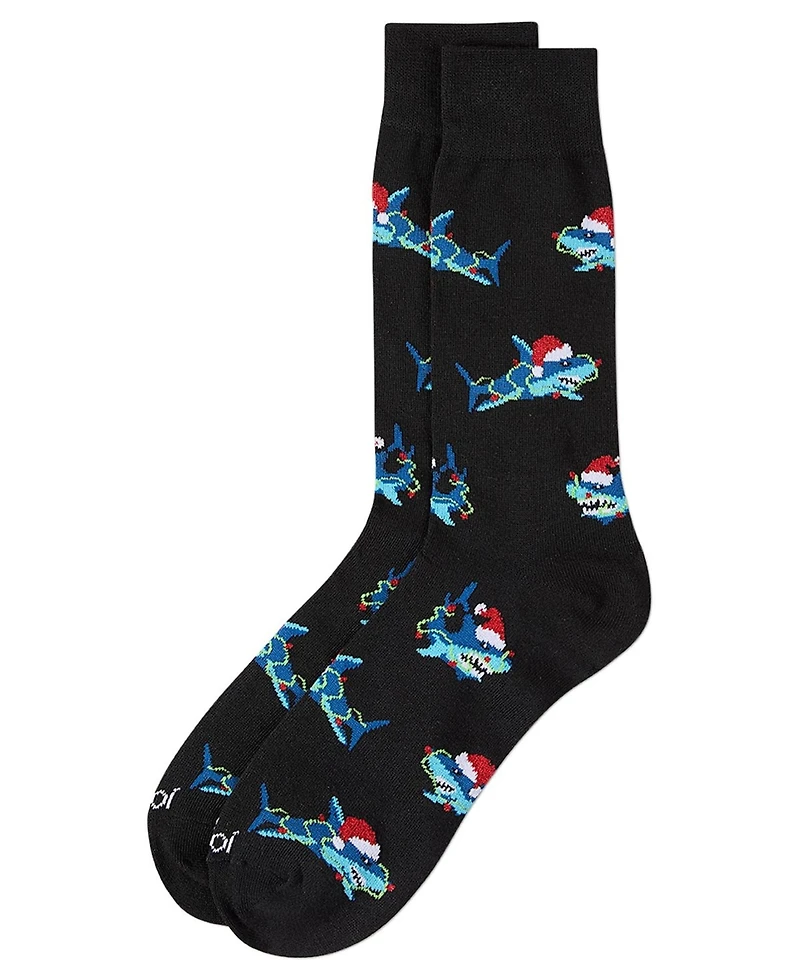 MeMoi Men's Santa Shark Crew Socks