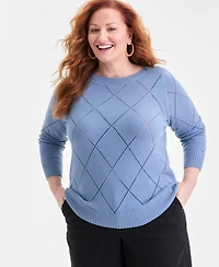 Style & Co Plus Pointelle Boat-Neck Sweater, Macy's Exclusive