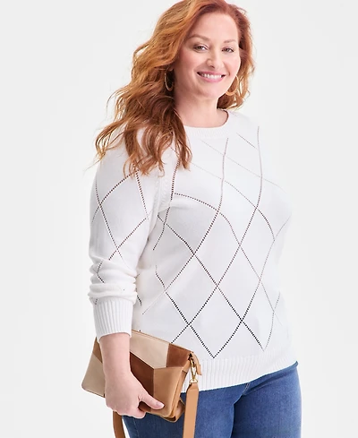 Style & Co Plus Pointelle Boat-Neck Sweater, Macy's Exclusive