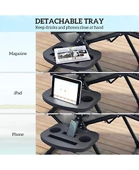 Outsunny Padded Zero Gravity Chair w/ Cup Holder Tray,