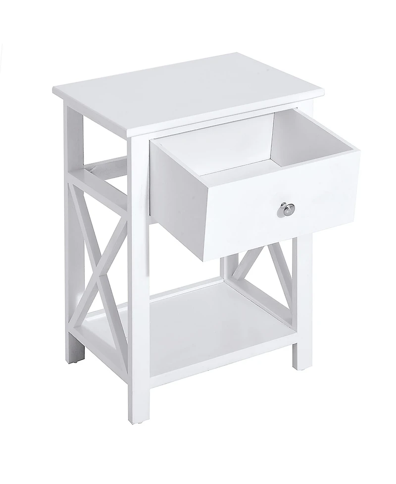 Homcom 22" Traditional Wood Accent End Table With Storage Drawer, Flat