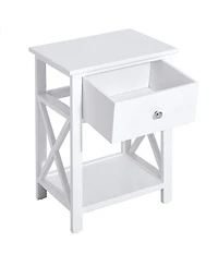 Homcom 22" Traditional Wood Accent End Table With Storage Drawer, Flat