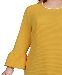 Ny Collection Plus 3/4 Length Cultivated Pearl Detail Dress