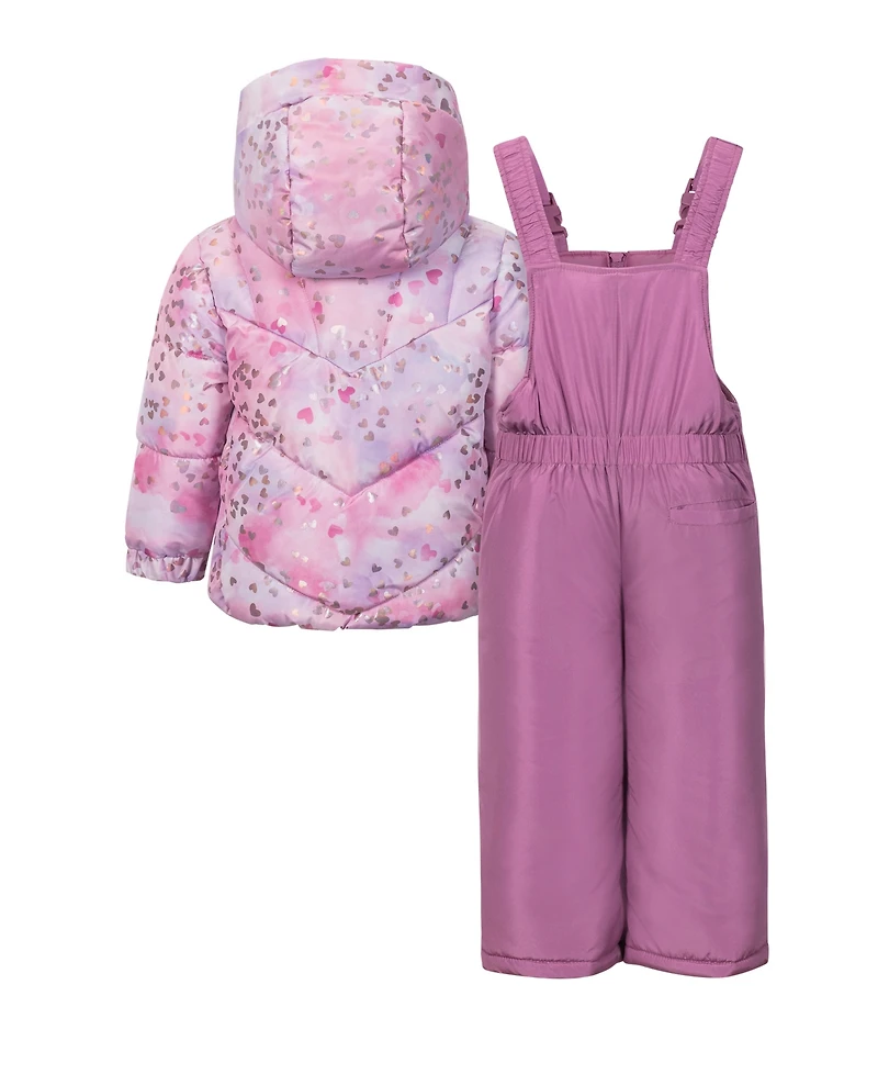 S Rothschild & Co Baby Girls 2-Piece Foil Print Jacket and Ski Bib Set