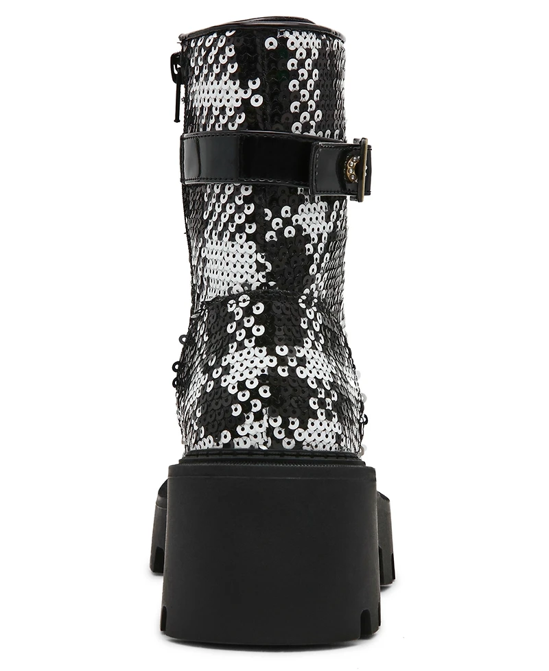 Betsey Johnson Women's Jonnie Embellished Combat Booties