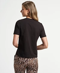 Isaac Mizrahi Women's Crewneck Graphic Top