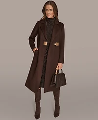 Donna Karan New York Women's Wool Blend Buckle Detail Coat