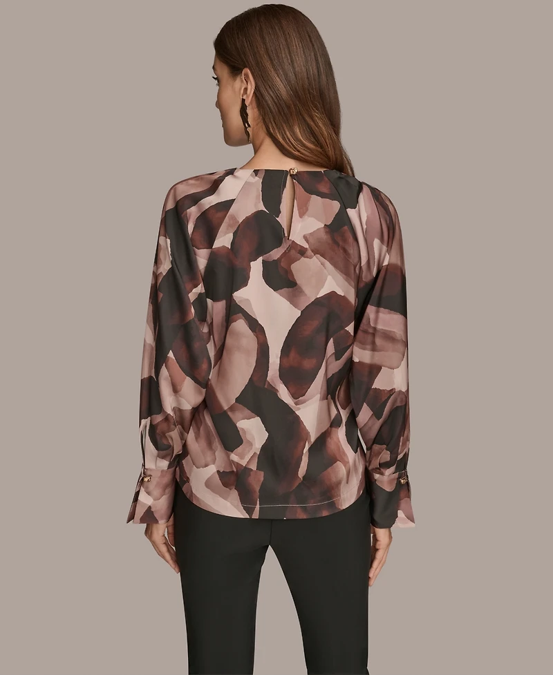 Donna Karan New York Women's Long Sleeve Printed Blouse