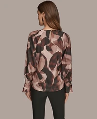 Donna Karan New York Women's Long Sleeve Printed Blouse