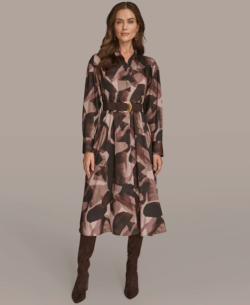 Donna Karan New York Women's Belted Printed Shirtdress
