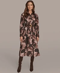 Donna Karan New York Women's Belted Printed Shirtdress