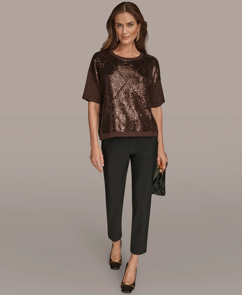 Donna Karan New York Women's Short Sleeve Sequin Sweater