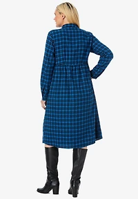 Woman Within Plus Plaid Flannel A-Line Shirtdress