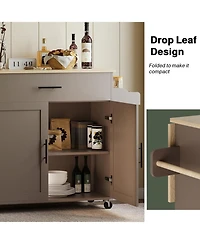 Ironck Rolling Kitchen Island Table on Wheels with Solid Wood Top, Dark Gray