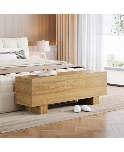 Tribesigns 47.2" Entryway Bench, Wooden Bedroom Bench End of Bed, Easy Assembly