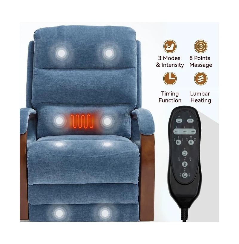 Maison Boucle Dual Motor Power Lift Recliner with Massage & Heat, Infinite Position Electric Chair Solid Wood Arms-Maison