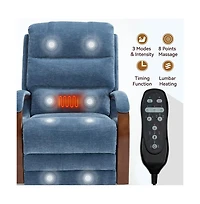Maison Boucle Dual Motor Power Lift Recliner with Massage & Heat, Infinite Position Electric Chair Solid Wood Arms-Maison