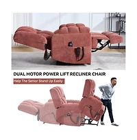 Maison Boucle Chenille Power Lift Recliner for Seniors with Heat & Massage, Dual Motor Electric Chair, Infinite Position-Maison Boucle