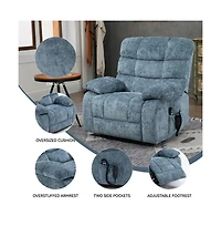 Maison Boucle Oversized Chenille Power Lift Chair with Massage & Heat, Dual Motor Electric Recliner, Infinite Position-Maison