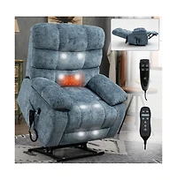 Maison Boucle Oversized Chenille Power Lift Chair with Massage & Heat, Dual Motor Electric Recliner, Infinite Position-Maison