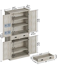 Ironck Kitchen Pantry with Drawer, 4 Adjustable Shelves, Rustic Maple