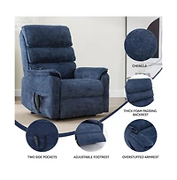 Dual Motor Power Lift Recliner with Heat & Massage, Chenille Electric Chair for Elderly, Infinite Position-Maison Boucle