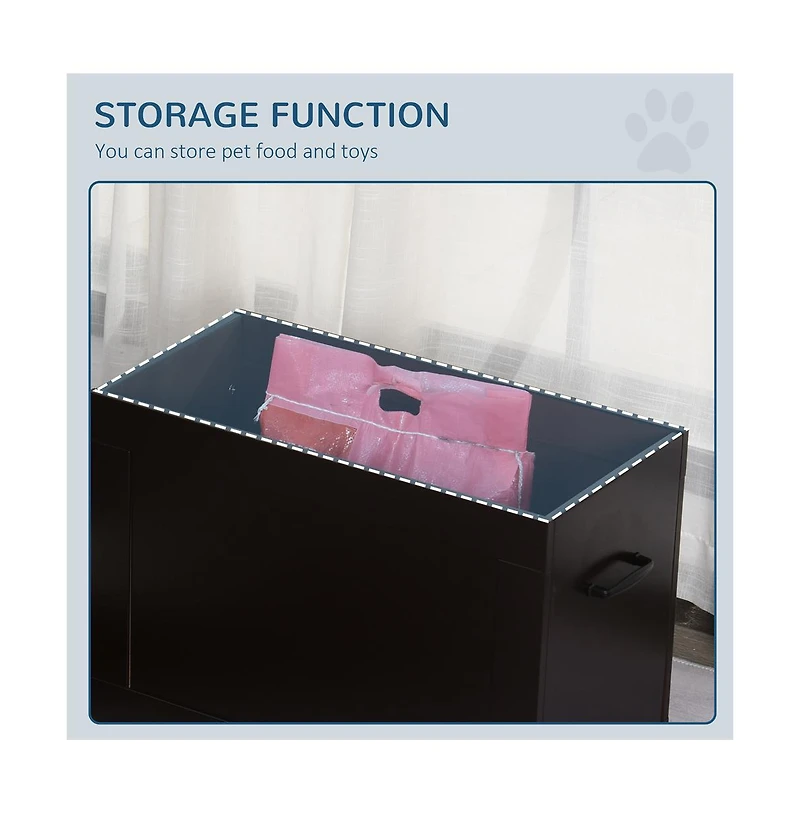 Aostirmotor Dark Brown Raised Pet Feeding Storage Station with 2 Stainless Steel Bowls for Large Dogs