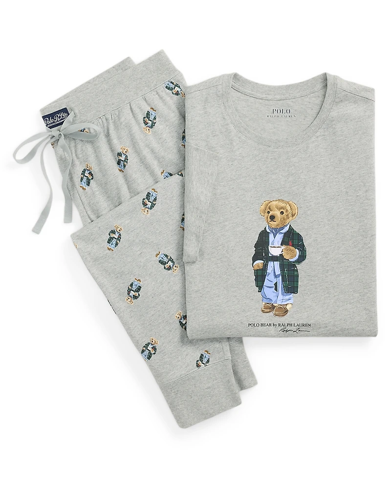Polo Ralph Lauren Men's Knit Bear Short Sleeve T-Shirt and Jogger Pajama Set