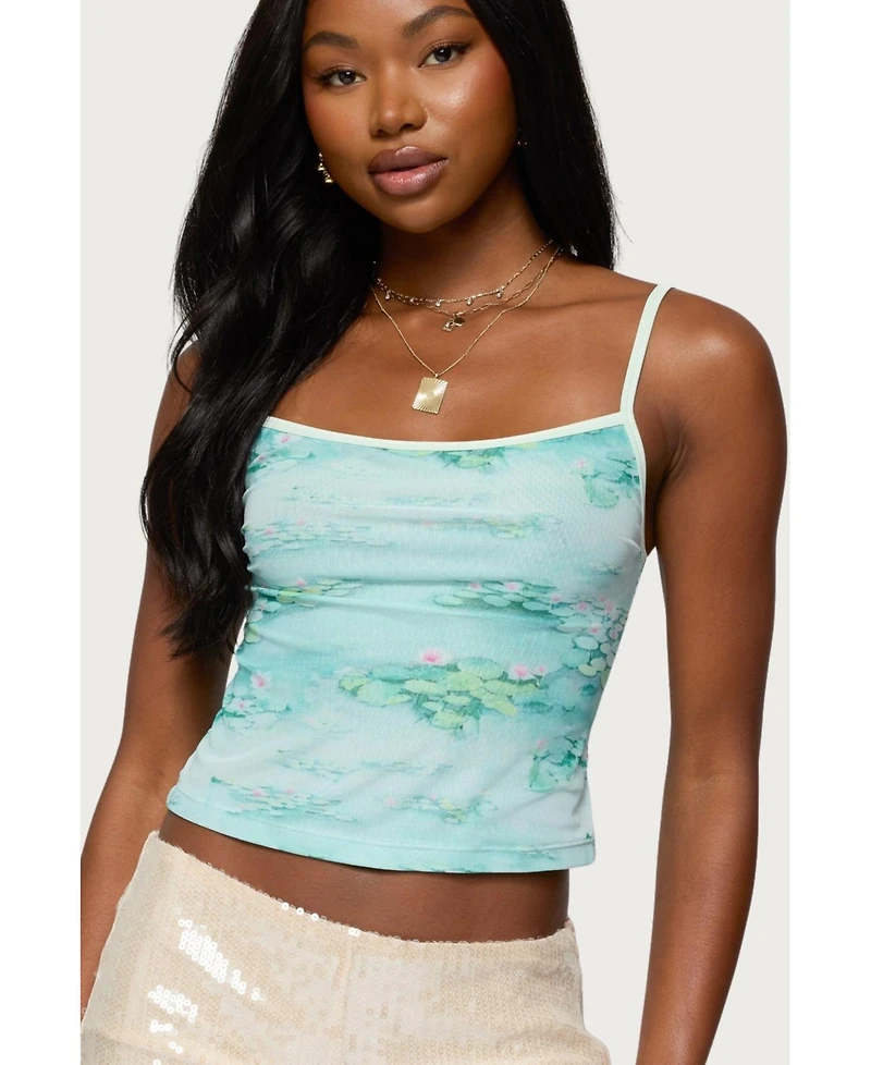 Edikted Womens Everlyn Water Lily Tank Top