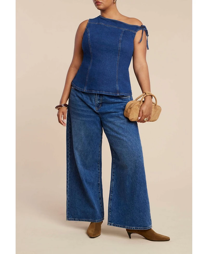 Eloquii Women's Asym Denim Top
