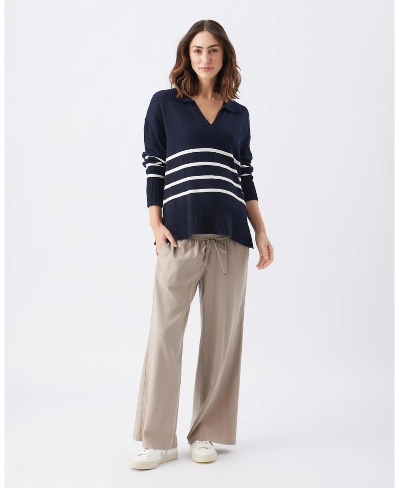 Ripe Maternity Lori Nursing Knit Sweater Navy and White for Comfortable Breastfeeding