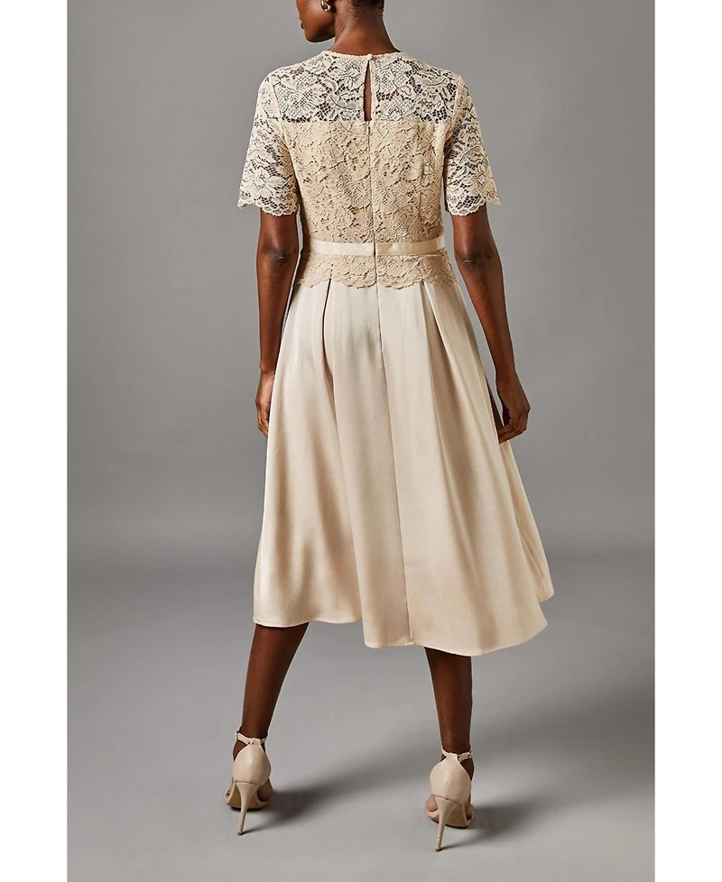 Coast Women's Lace And Crepe Full Skirted Midi Dress