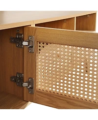 Casainc Modern Storage Cabinet Farmhouse Tv Stand with Solid Wood Legs