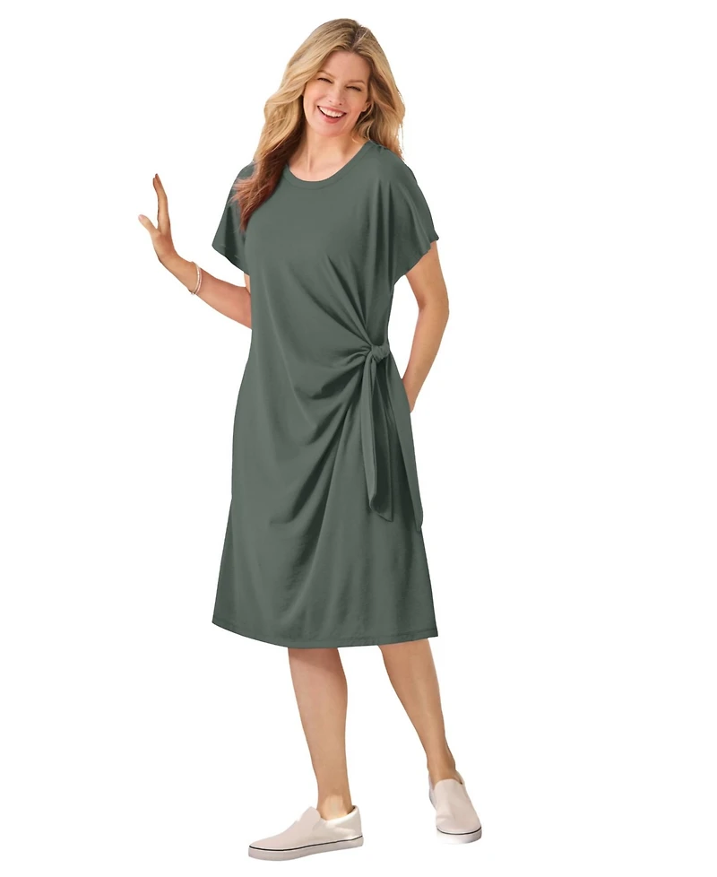 Woman Within Plus Side Knot Tee Dress