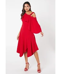 Coast Women's One Shoulder Ruffle Crepe Midi Dress