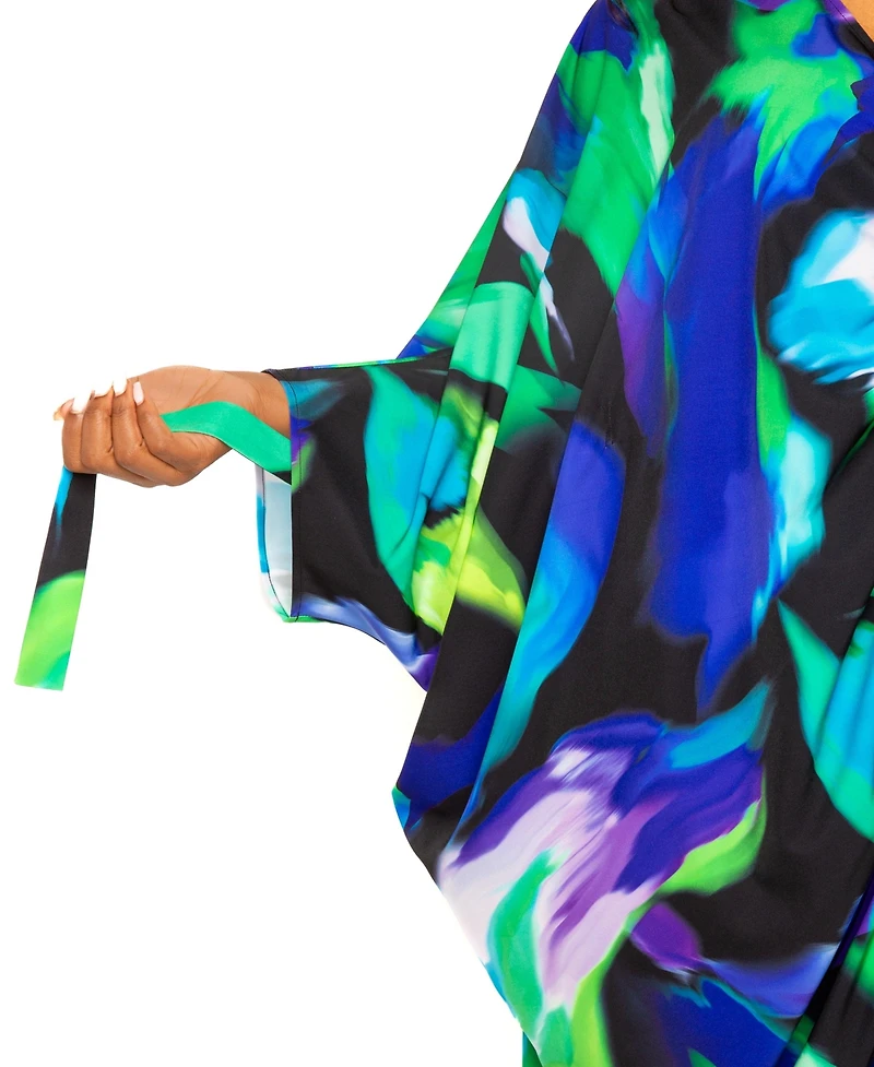 Buxom Couture Women's Plus Printed Cinch Waist Kaftan Dress