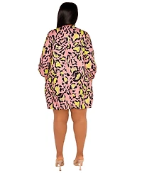 Buxom Couture Women's Plus Animal Print Bubbled Mini Dress