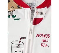 Carter's Baby Boys Christmas Santa Print Long-Sleeve Snug Fit 1-Piece Pajamas