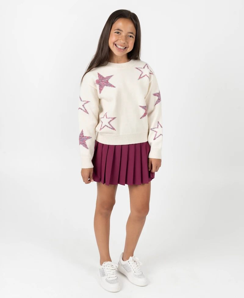 Rare Editions Big Girls 2-Piece Star Sweater and Pleated Skort Set