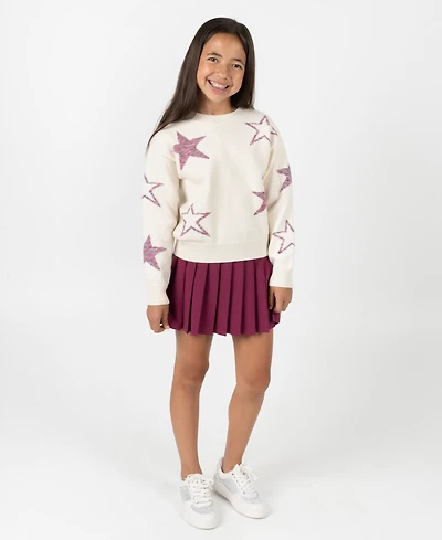 Rare Editions Big Girls 2-Piece Star Sweater and Pleated Skort Set