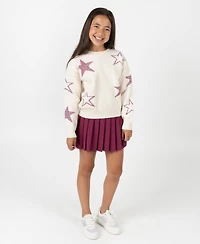 Rare Editions Big Girls 2-Piece Star Sweater and Pleated Skort Set