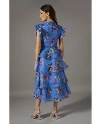 Coast Lace Trim Tiered Organza Midi Dress
