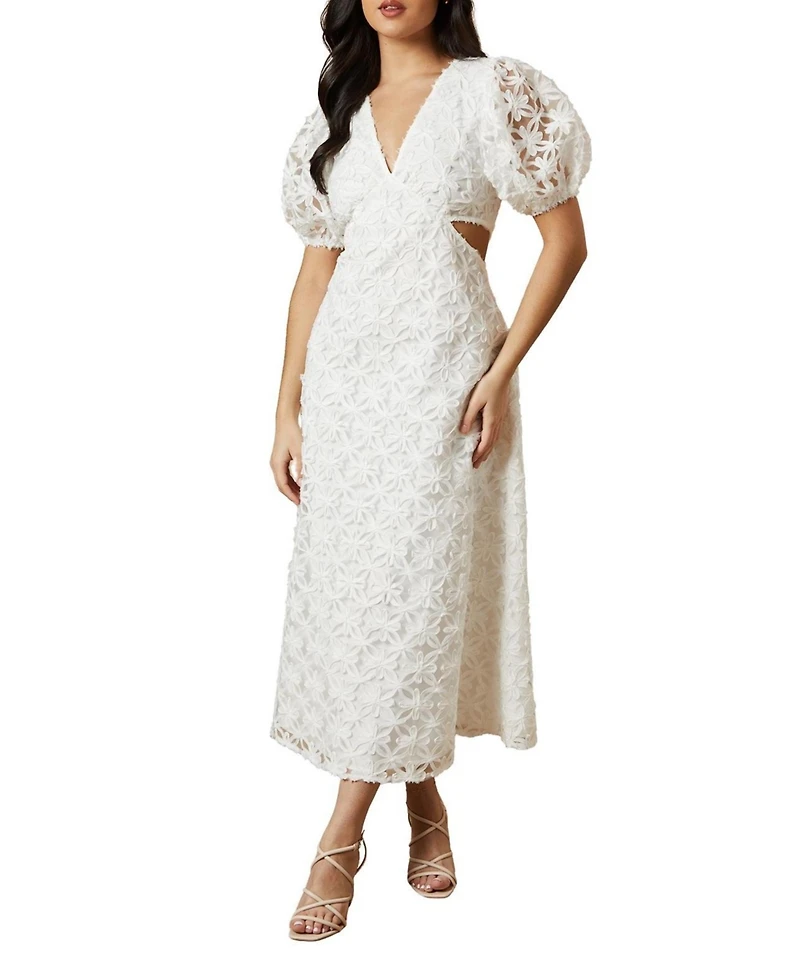 Oasis Textured Cutout Detail Midi Dress