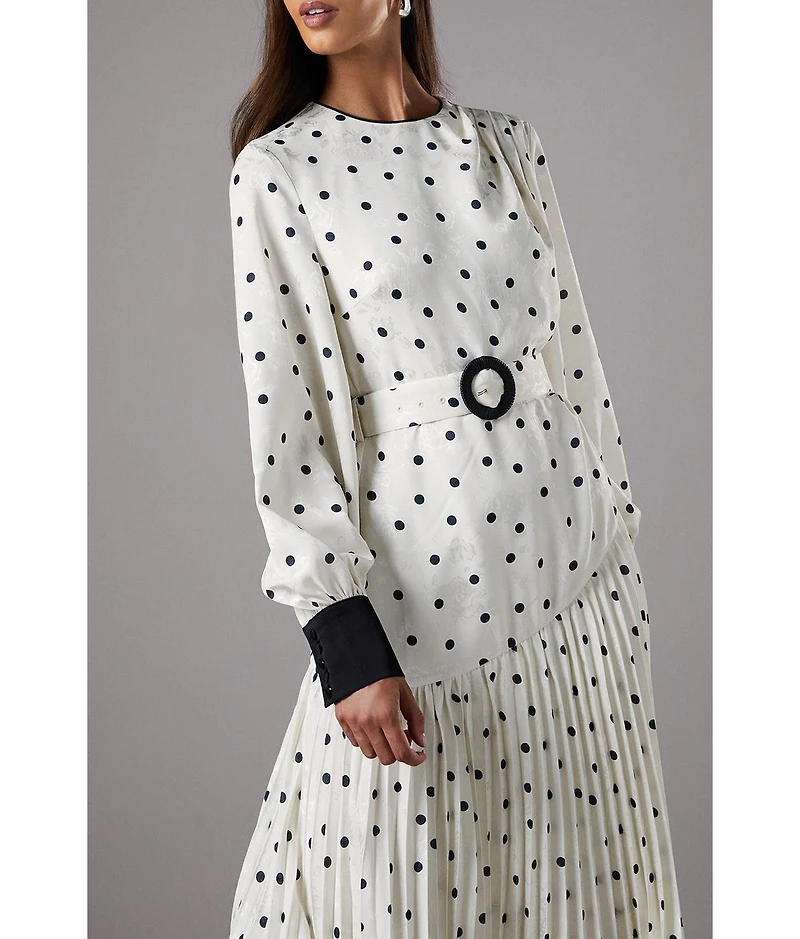 Coast Long Sleeve Pleated Midi Dress