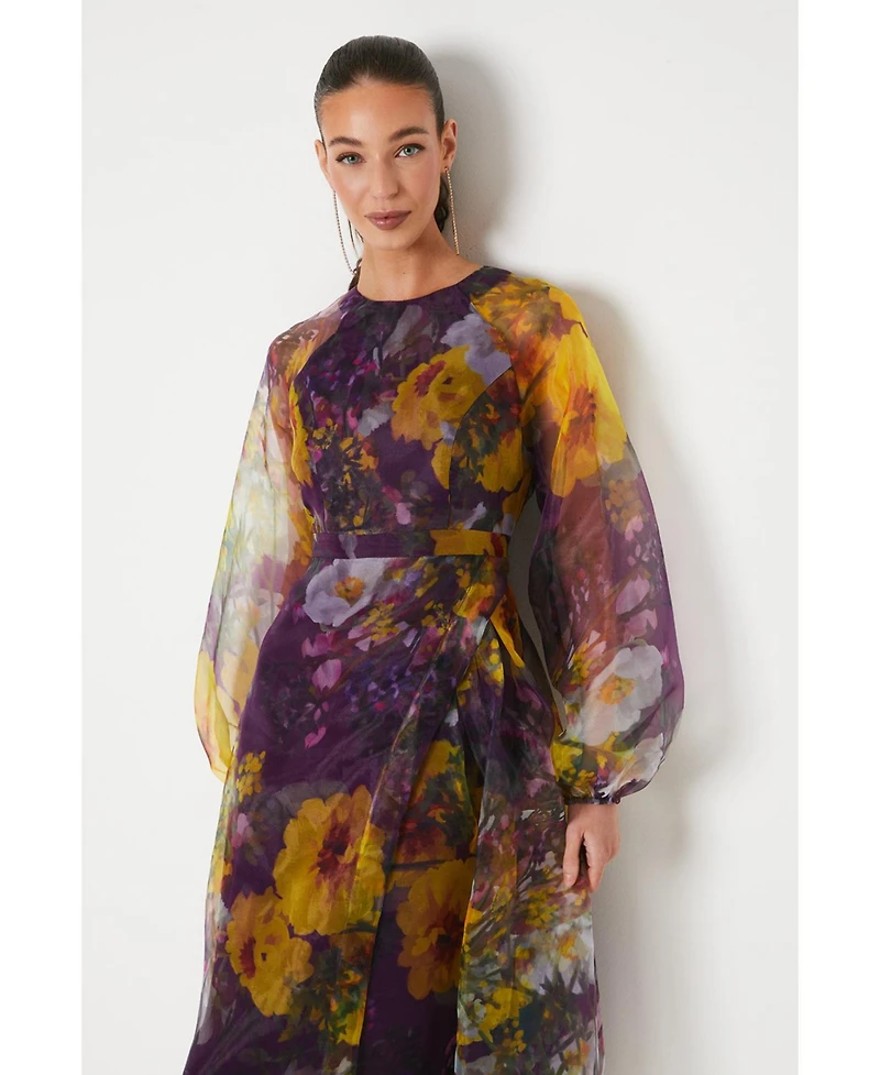 Coast Women's Organza Puff Sleeve Midi Dress