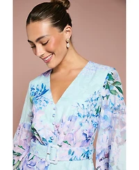Coast Women's Long Sleeve Chiffon Belted Maxi Dress
