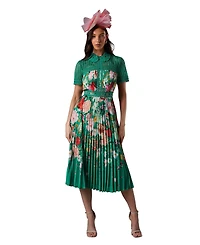 Coast Women's Lisa Tan Lace Pleated Printed Midi Dress